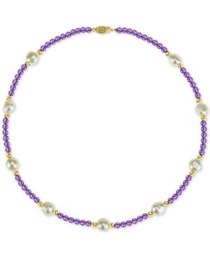 Cultured Freshwater Baroque Pearl (10mm) And Amethyst (36 Ct. T.w.) 18 Necklace In 14k Gold