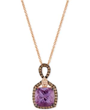 Le Vian Chocolatier Amethyst (3-1/4 Ct. T.w.) And Diamond (3/8 Ct. T.w.) Pendant Necklace In 14k Rose Gold
