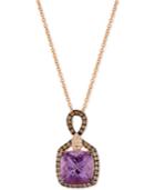 Le Vian Chocolatier Amethyst (3-1/4 Ct. T.w.) And Diamond (3/8 Ct. T.w.) Pendant Necklace In 14k Rose Gold