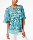 Jm Collection Printed Flutter-sleeve Top, Only At Macy's