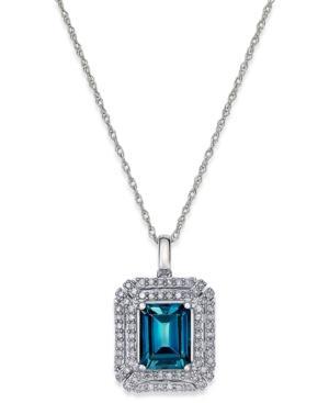 Blue Topaz (2-5/8 Ct. T.w.) And Diamond (1/3 Ct. T.w.) Pendant Necklace In 14k White Gold
