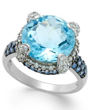 Blue Topaz (7-1/2 Ct. T.w.) And Swarovski Zirconia Accent Ring In Sterling Silver