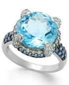 Blue Topaz (7-1/2 Ct. T.w.) And Swarovski Zirconia Accent Ring In Sterling Silver