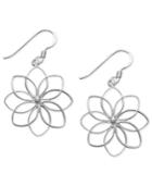 Unwritten Sterling Silver Earrings, Open Flower Drop Earrings
