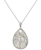 Caged Teardrop Of Genuine White Mother Of Pearl Pendant Set In Sterling Silver