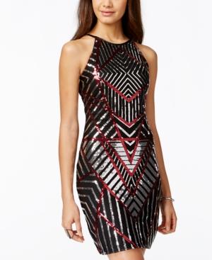 Sequin Hearts Juniors' Geo Sequin Sheath Dress