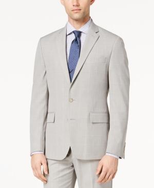 Ryan Seacrest Distinction Men's Ultimate Moves Modern-fit Stretch Light Gray Windowpane Suit Jacket, Created For Macy's