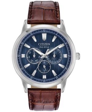 Citizen Eco-drive Men's Corso Brown Leather Strap Watch 44mm