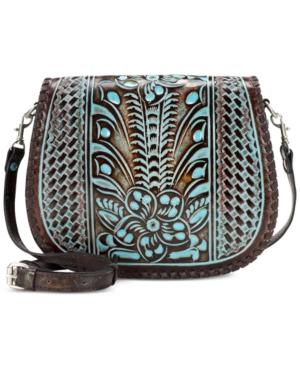 Patricia Nash Turquoise Tooled Savini Small Saddle Bag