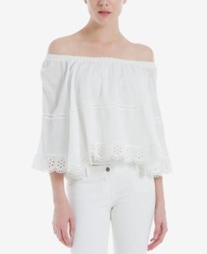 Max Studio London Cotton Lace-hem Off-the-shoulder Top