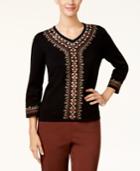 Alfred Dunner Jungle Love Beaded Embroidered Sweater