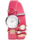 Fossil Women's Georgia Red Leather Wrap Strap Charm Watch 21mm Es3964set