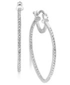 Sis By Simone I Smith Platinum Over Sterling Silver Earrings, Crystal Inside Out Teardrop Hoop Earrings