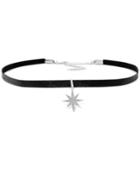 Giani Bernini Cubic Zirconia Faux Leather Star Choker Necklace In Sterling Silver, Only At Macy's