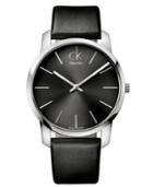 Ck Calvin Klein Watch, Men's Swiss City Black Leather Strap 43mm K2g21107