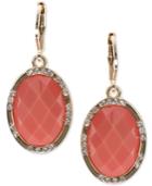 Anne Klein Gold-tone Large Stone And Crystal Drop Earrings