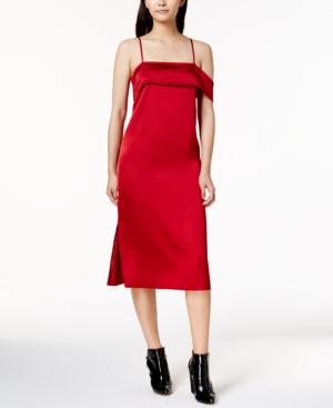 Kensie Satin Cold-shoulder Midi Dress