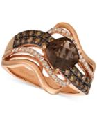 Le Vian Chocolatier Chocolate Quartz (1-1/4 Ct. T.w.) & Diamond (1/2 Ct. T.w.) Twist Ring In 14k Rose Gold