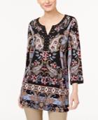 Jm Collection Studded Printed Tunic, Created For Macy's