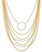 Thalia Sodi Gold-tone Multi-chain And Crystal Circle Statement Necklace, Only At Macy's