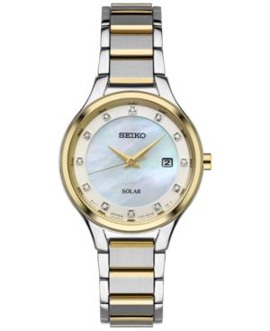Seiko Women's Solar Dress Diamond Accent Two-tone Stainless Steel Bracelet Watch 29mm Sut318