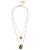 Betsey Johnson Gold-tone Multi-stone Double Layer Pendant Necklace