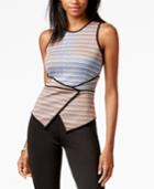 Bar Iii Printed Knit Faux-wrap Top