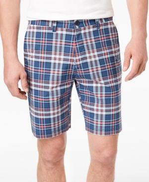 Tommy Hilfiger Men's Flat-front Plaid Shorts