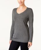 Jm Collection Rivet-detail V-neck Sweater, Created For Macy's