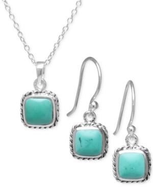 Manufactured Turquoise Jewelry Set (6mm) In Sterling Silver