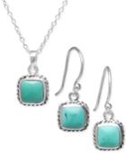 Manufactured Turquoise Jewelry Set (6mm) In Sterling Silver