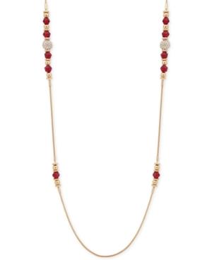 Nine West Gold-tone Pave Ball & Bead 42 Strand Necklace
