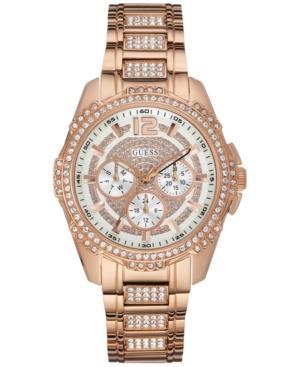 Guess Women's Crystal Accent Rose Gold-tone Bracelet Watch 42mm U0286l2