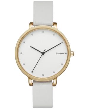 Skagen Women's White Leather Strap Watch 34mm Skw2578