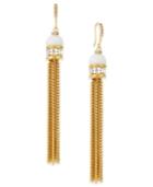 Inc International Concepts Gold-tone White Stone Linear Tassel Earrings, Only At Macy's
