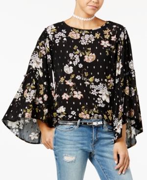 Gypsies & Moondust Juniors' Printed Ruffle-sleeve Top