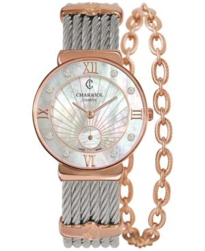 Charriol Women's Swiss St-tropez Diamond Accent Two-tone Steel Cable Chain Bracelet Watch 30mm St30pd.560.010