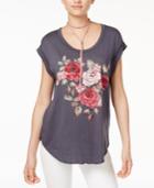 Carbon Copy Embroidered Rose-print T-shirt