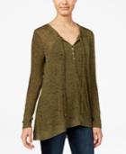 Ultra Flirt Juniors' Space-dyed Tie-neck Tunic