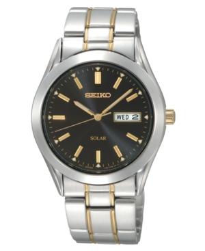 Seiko Watch, Men's Solar Two Tone Stainless Steel Bracelet 36mm Sne047