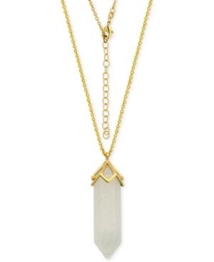 White Agate Long Pendant Necklace (30 Ct. T.w.) In Silver-plate Gold Flash