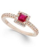 Ruby (1/3 Ct. T.w.) And Diamond (1/3 Ct. T.w.) Square Ring In 14k Rose Gold
