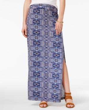 Stoosh Juniors' Printed Side-slit Maxi Skirt