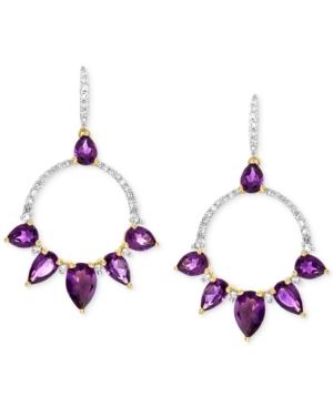 Amethyst & Diamond Earrings In White Rhodium