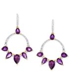 Amethyst & Diamond Earrings In White Rhodium
