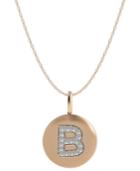 14k Rose Gold Necklace, Diamond Accent Letter B Disk Pendant