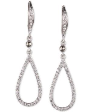 Judith Jack Silver-tone Pave Teardrop Crystal Drop Earrings