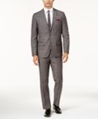 Ben Sherman Charcoal Tonal Plaid Windowpane Stretch Comfort Slim-fit Suit