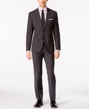 Hugo By Hugo Boss Men's Charcoal Micro Pattern Slim Fit Suit