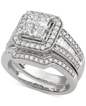 Diamond Square Halo Bridal Set (1-5/8 Ct. T.w.) In 14k White Gold